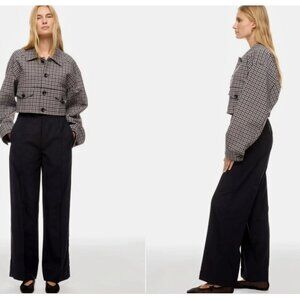 Plan C Pants Trousers Wool Front Pleat Black Size 6 *READ FLAW*